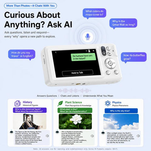 DC309AI IPS 4K Recorder Kids AI Smart Voice Camera, No Memory Card, 16G Memory Card, 32G Memory Card, 64G Memory Card