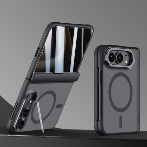 Shield Armor Series Integrated Privacy Film Matte Frosted Full Coverage Magnetic Phone Case with Lens Holder, For iPhone Duo