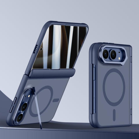 Shield Armor Series Integrated Privacy Film Matte Frosted Full Coverage Magnetic Phone Case with Lens Holder, For iPhone Duo
