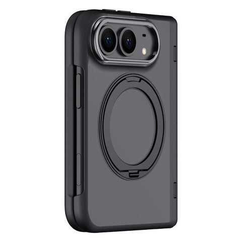 Shield Series Integrated Privacy Film Matte Frosted Magnetic Phone Case with 360-Degree Rotating Stand, For iPhone Duo