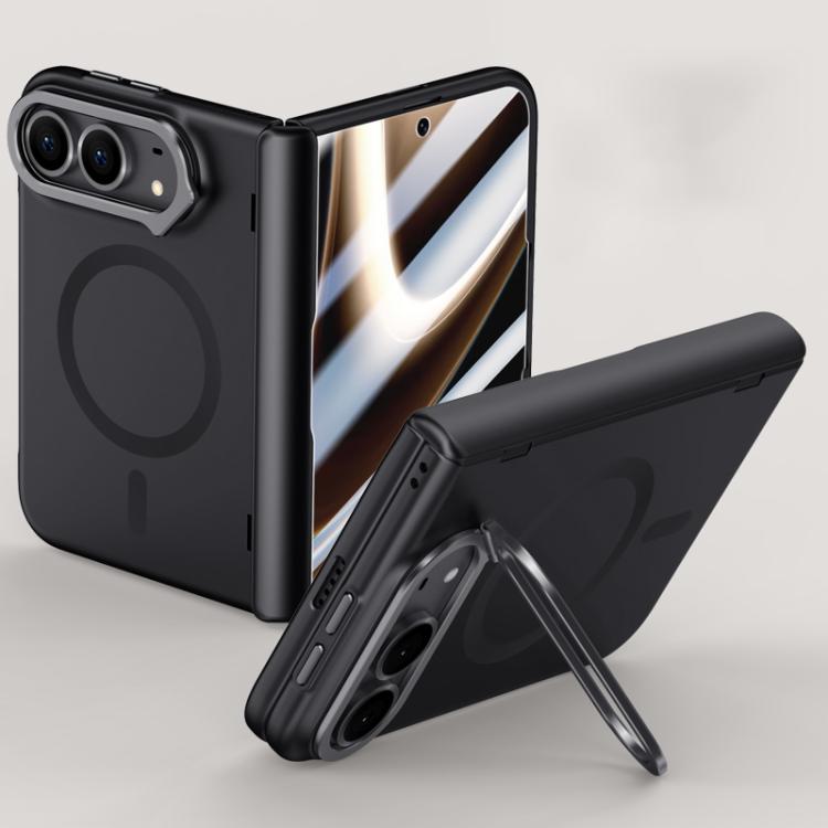 Crazy Series Integrated HD Film Skin Feel Center Axis Magnetic Phone Case with Lens Holder, For iPhone Duo