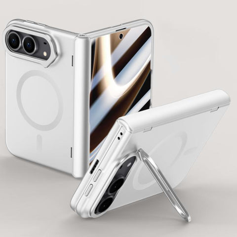Crazy Series Integrated HD Film Skin Feel Center Axis Magnetic Phone Case with Lens Holder, For iPhone Duo