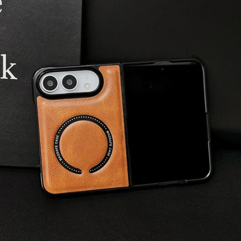 Crazy Horse Texture Magnetic Magsafe PU Phone Case, For iPhone Duo