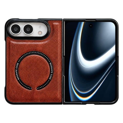 Crazy Horse Texture Magnetic Magsafe PU Phone Case, For iPhone Duo