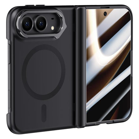 Crazy Series Integrated Privacy Film Skin Feel Center Axis Magnetic Phone Case with Lens Holder, For iPhone Duo