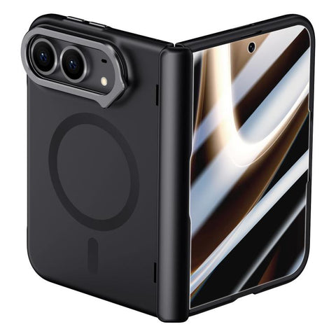 Crazy Series Integrated Privacy Film Skin Feel Center Axis Magnetic Phone Case with Lens Holder, For iPhone Duo