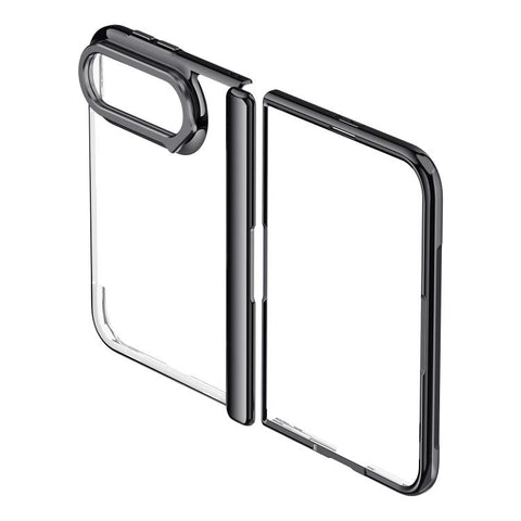 Icebreaking Series Integrated Privacy Film Electroplated Crystal Clear Center Axis Phone Case with Lens Holder, For iPhone Duo