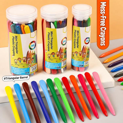 Children Washable Color Crayons Triangular Plastic Crayons, 12 Colors, 24 Colors, 36 Colors