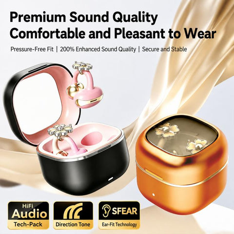 NE13S Mini Noise Reduction Clip-on TWS Wireless Bluetooth Earphone with Decorative Flower