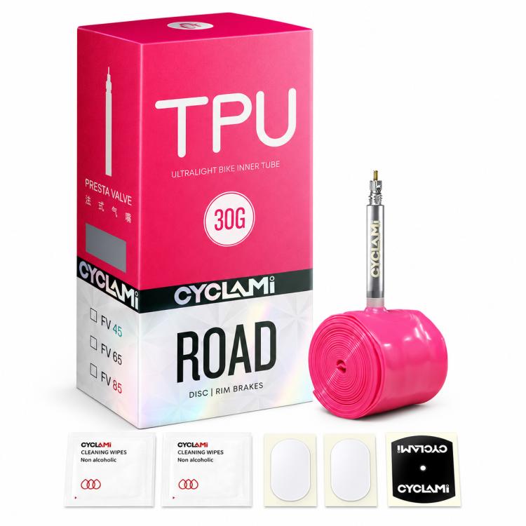 CYCLAMi TPU Ultra Light Bicycle Inner Tube, 30g-Road-FV45mm, 30g-Road-FV65mm, 30g-Road-FV85mm, 45g-Gravel-FV45mm, 45g-Gravel-FV65mm, 65g-MTB-26in, 65g-MTB-27.5in, 65g-MTB-29in