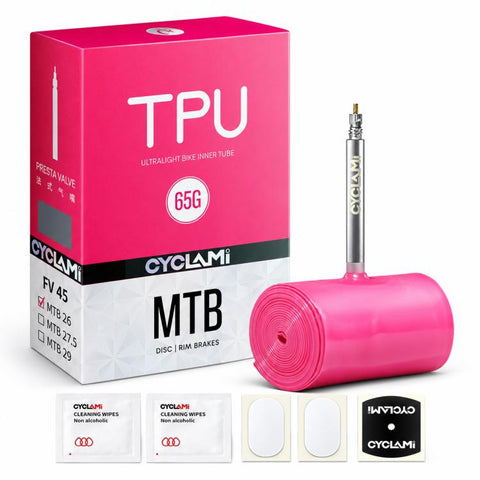 CYCLAMi TPU Ultra Light Bicycle Inner Tube, 30g-Road-FV45mm, 30g-Road-FV65mm, 30g-Road-FV85mm, 45g-Gravel-FV45mm, 45g-Gravel-FV65mm, 65g-MTB-26in, 65g-MTB-27.5in, 65g-MTB-29in