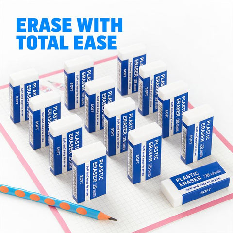 10 PCS/Pack 2B Erasers Soft and Easy Erasing Art Drawing Supplies, Small, Medium