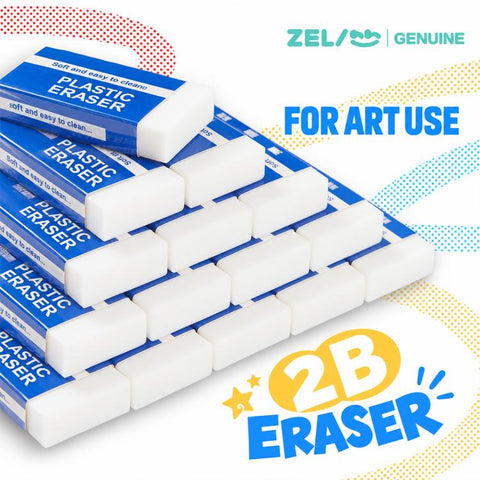 10 PCS/Pack 2B Erasers Soft and Easy Erasing Art Drawing Supplies, Small, Medium