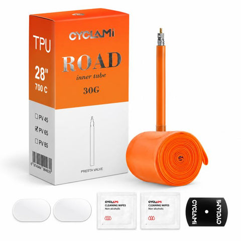CYCLAMi Ultra Light Bicycle TPU Inner Tube, 30g-Road-PV45mm, 30g-Road-PV65mm, 30g-Road-PV85mm, 46g-Gravel-PV45mm, 46g-Gravel-PV65mm