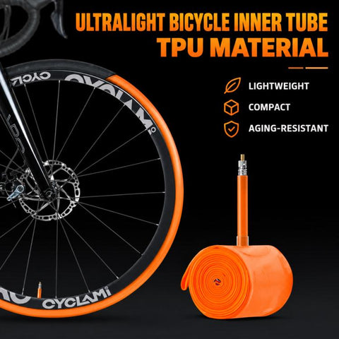 CYCLAMi Ultra Light Bicycle TPU Inner Tube, 30g-Road-PV45mm, 30g-Road-PV65mm, 30g-Road-PV85mm, 46g-Gravel-PV45mm, 46g-Gravel-PV65mm