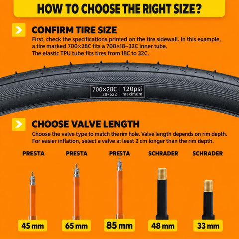 CYCLAMi Ultra Light Bicycle TPU Inner Tube, 30g-Road-PV45mm, 30g-Road-PV65mm, 30g-Road-PV85mm, 46g-Gravel-PV45mm, 46g-Gravel-PV65mm