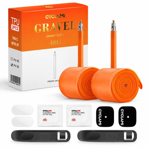 CYCLAMi 2 PCS/Box Ultra Light Bicycle TPU Inner Tube, 30g-Road-PV45mm, 30g-Road-PV65mm, 30g-Road-PV85mm, 46g-Gravel-PV45mm, 46g-Gravel-PV65mm