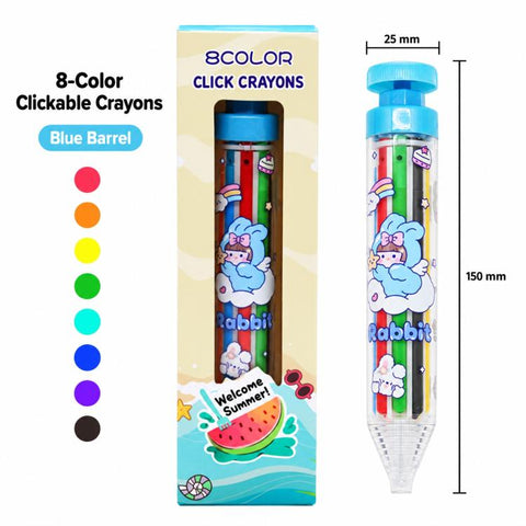 8 in 1 Children Retractable Color Crayons Non-dirty Plastic Crayons, Blue, Pink, Green