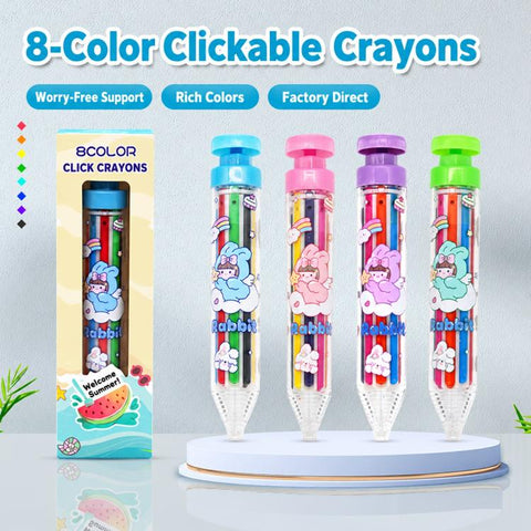 8 in 1 Children Retractable Color Crayons Non-dirty Plastic Crayons, Blue, Pink, Green
