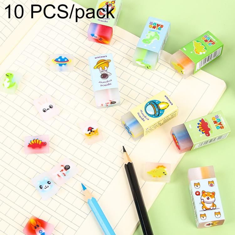 10 PCS/Pack Kids Cartoon Erasers, Creative Sandwich Erasers, Student Stationery Supplies