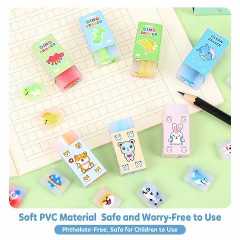 10 PCS/Pack Kids Cartoon Erasers, Creative Sandwich Erasers, Student Stationery Supplies