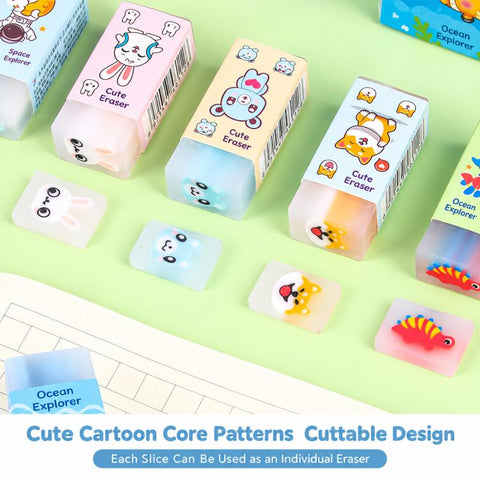 10 PCS/Pack Kids Cartoon Erasers, Creative Sandwich Erasers, Student Stationery Supplies
