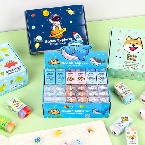 10 PCS/Pack Kids Cartoon Erasers, Creative Sandwich Erasers, Student Stationery Supplies