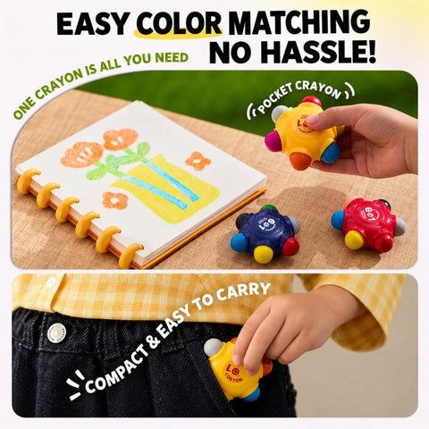 FLOWER MONACO 6 in 1 Children Pocket Crayons Oil Pastels Erasable Crayons