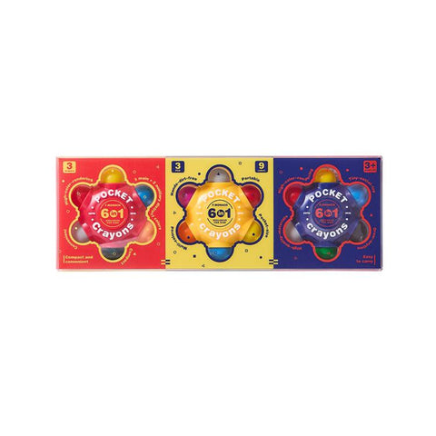 FLOWER MONACO 6 in 1 Children Pocket Crayons Oil Pastels Erasable Crayons