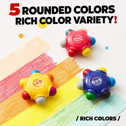 FLOWER MONACO 6 in 1 Children Pocket Crayons Oil Pastels Erasable Crayons