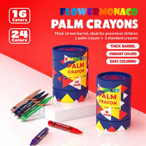 FLOWER MONACO Children Palm Smooth Crayons Oil Pastels Educational Learning Toys, 16 Colors, 24 Colors