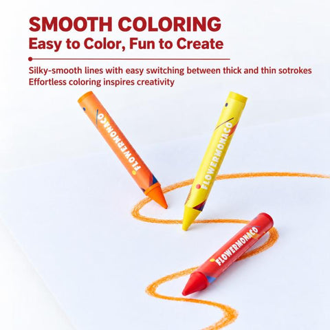FLOWER MONACO Children Palm Smooth Crayons Oil Pastels Educational Learning Toys, 16 Colors, 24 Colors