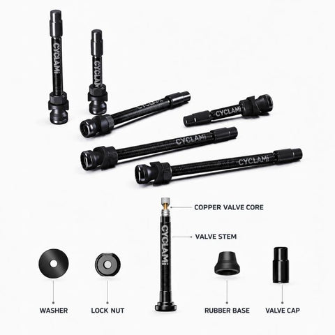 CYCLAMi 1 Pair Bicycle Tubeless Valve Aluminum Presta Valve Extender Accessory, 45mm, 65mm, 85mm