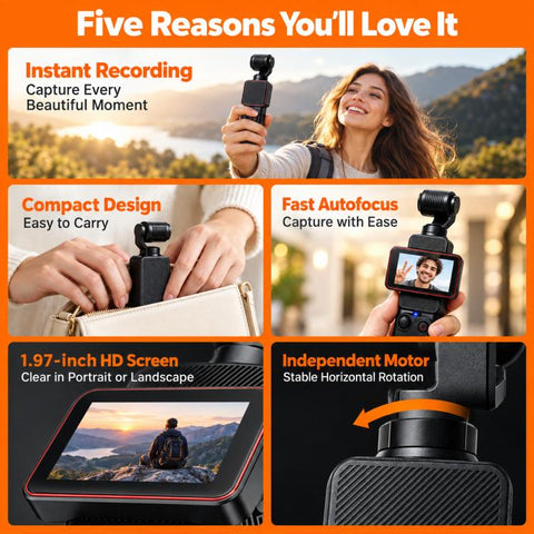 DV11 1.97-inch HD Handheld Gimbal Pocket Camera Outdoor Sports Recorder
