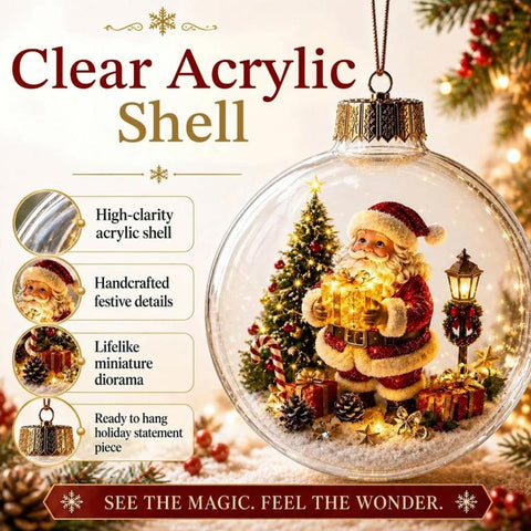 Christmas Ball Hanging Ornament Glowing Christmas Diorama Ornament, Snowman, Santa Claus, Christmas Tree, Little Girl, Christmas Train, Reindeer