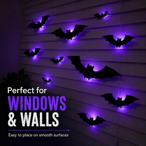 Halloween LED Glowing Bat Wall Decorations Kit, 12 PCS/Pack, 24 PCS/Pack, 36 PCS/Pack, 48 PCS/Pack, 60 PCS/Pack, 1 PC 3D