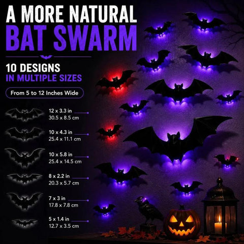 Halloween LED Glowing Bat Wall Decorations Kit, 12 PCS/Pack, 24 PCS/Pack, 36 PCS/Pack, 48 PCS/Pack, 60 PCS/Pack, 1 PC 3D