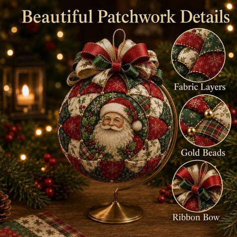 Christmas Classics Patchwork Ornament DIY Kit Handmade Christmas Decoration, Santa Claus, Snowman, Reindeer, Christmas Tree
