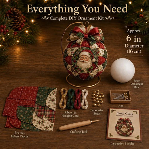 Christmas Classics Patchwork Ornament DIY Kit Handmade Christmas Decoration, Santa Claus, Snowman, Reindeer, Christmas Tree