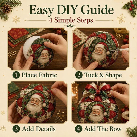 Christmas Classics Patchwork Ornament DIY Kit Handmade Christmas Decoration, Santa Claus, Snowman, Reindeer, Christmas Tree