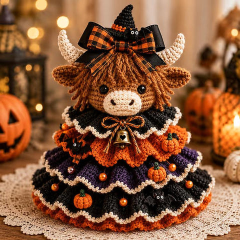 Halloween Crochet Tabletop Decor DIY Kit, Bat, Highland Cow, Black Cat, Fox, Dachshund, Owl, Pumpkin, Witch, Ghost