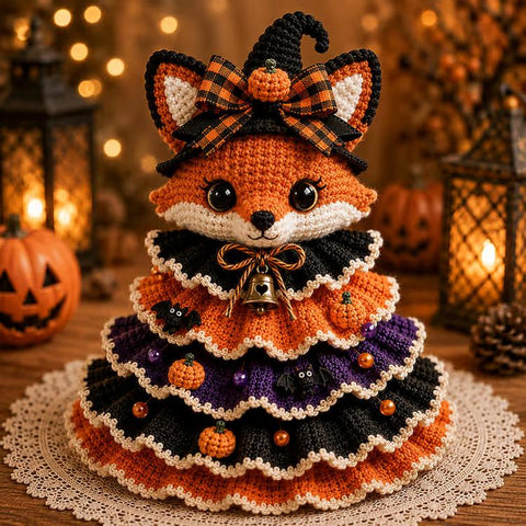Halloween Crochet Tabletop Decor DIY Kit, Bat, Highland Cow, Black Cat, Fox, Dachshund, Owl, Pumpkin, Witch, Ghost