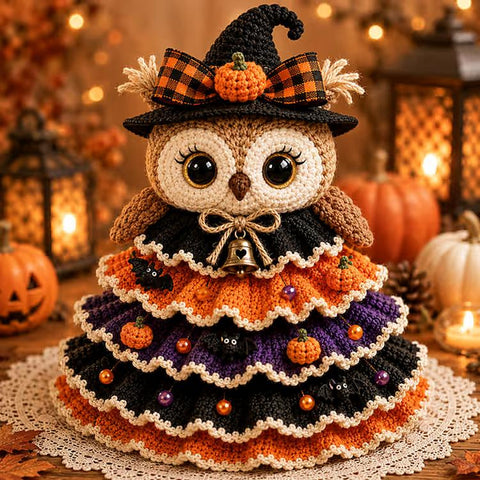 Halloween Crochet Tabletop Decor DIY Kit, Bat, Highland Cow, Black Cat, Fox, Dachshund, Owl, Pumpkin, Witch, Ghost