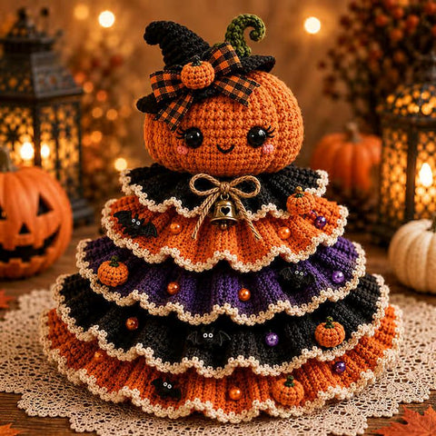 Halloween Crochet Tabletop Decor DIY Kit, Bat, Highland Cow, Black Cat, Fox, Dachshund, Owl, Pumpkin, Witch, Ghost