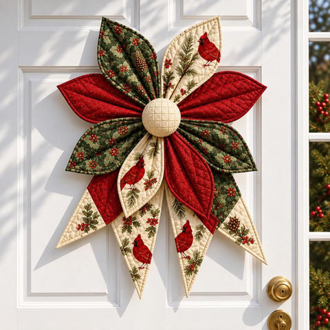 Patchwork Quilted Bow Sewing DIY Kit, Maple Leaves, Spring Flowers, Halloween, Summer Lemon, Winter Snowflakes, Christmas, Red Sparrow