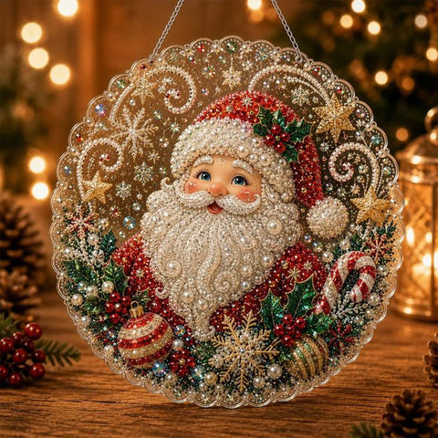Christmas Pearl Diamond Art Hanging Ornament Kit DIY Material Kit, White Packaging Box, Color Packaging Box
