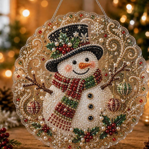 Christmas Pearl Diamond Art Hanging Ornament Kit DIY Material Kit, White Packaging Box, Color Packaging Box