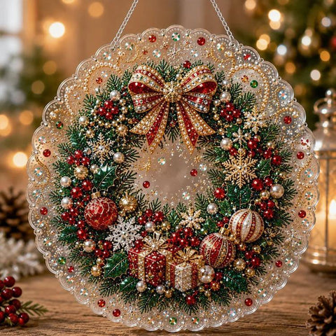 Christmas Pearl Diamond Art Hanging Ornament Kit DIY Material Kit, White Packaging Box, Color Packaging Box