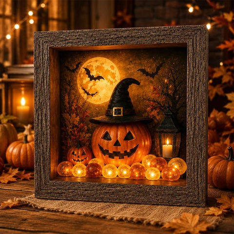 DIY Lighted Halloween Ornament Shadow Box Night Light Kit, 22.1x17.1x4.6cm, 31.8x22.8x4.6cm