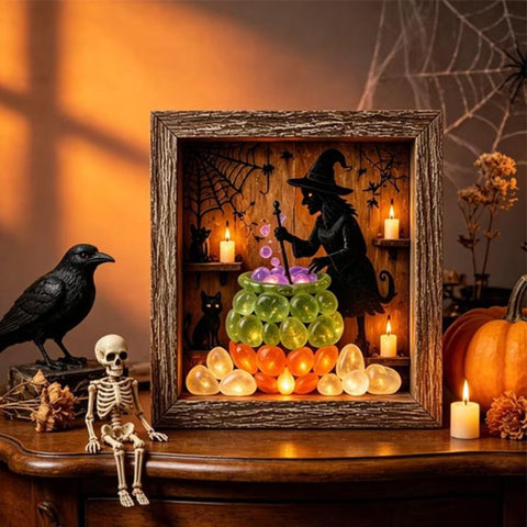 DIY Lighted Halloween Ornament Shadow Box Night Light Kit, 22.1x17.1x4.6cm, 31.8x22.8x4.6cm